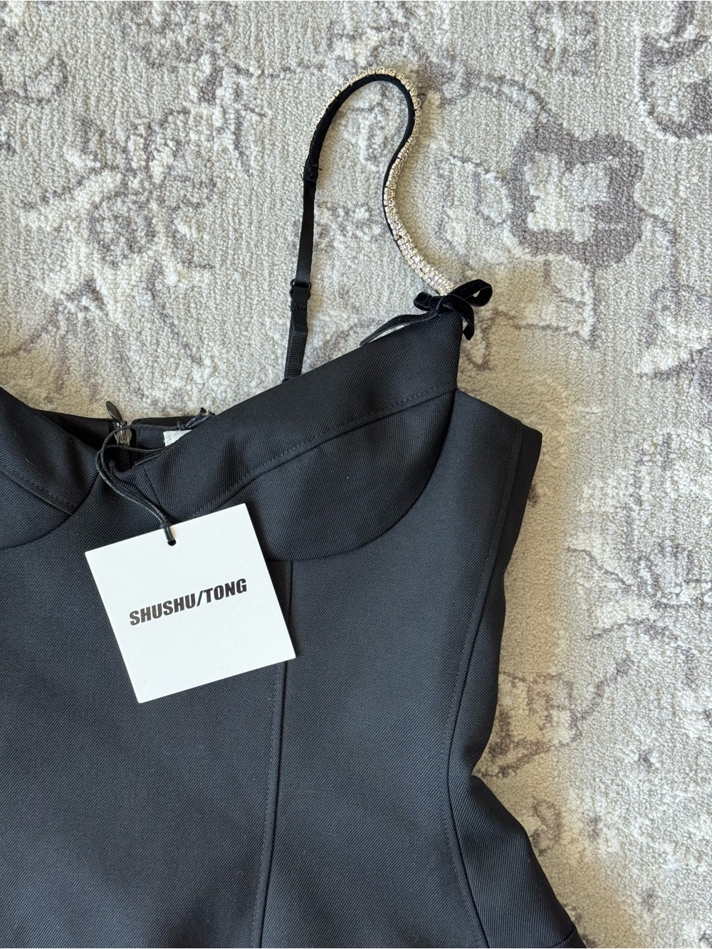 ShuShu/Tong Bodice Top Mini Dress with Jewelled  Chain-Strap Detail - Size 8/M - Picture 5 of 10